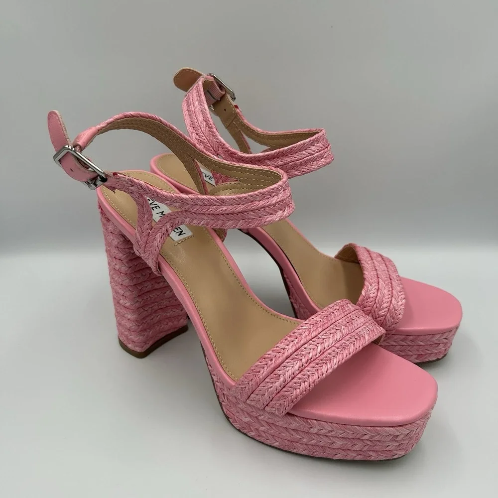 Steve Madden Lombardo Jute Platform Heels Pink Women's Size 11‎ M